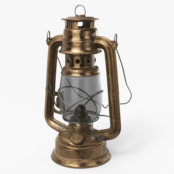 3D Rustic Kerosene Lantern Gold - PBR