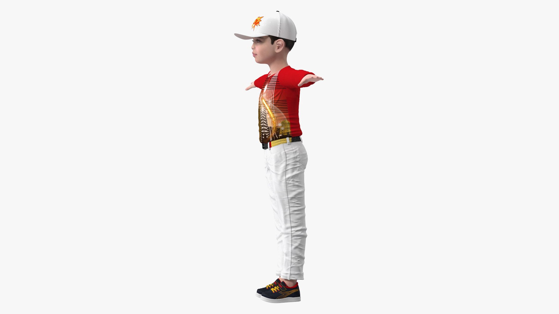Asian Child Boy Street Style Rigged for Maya 3D model preview