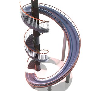 Spiral Staircase  Skidding path 3D model
