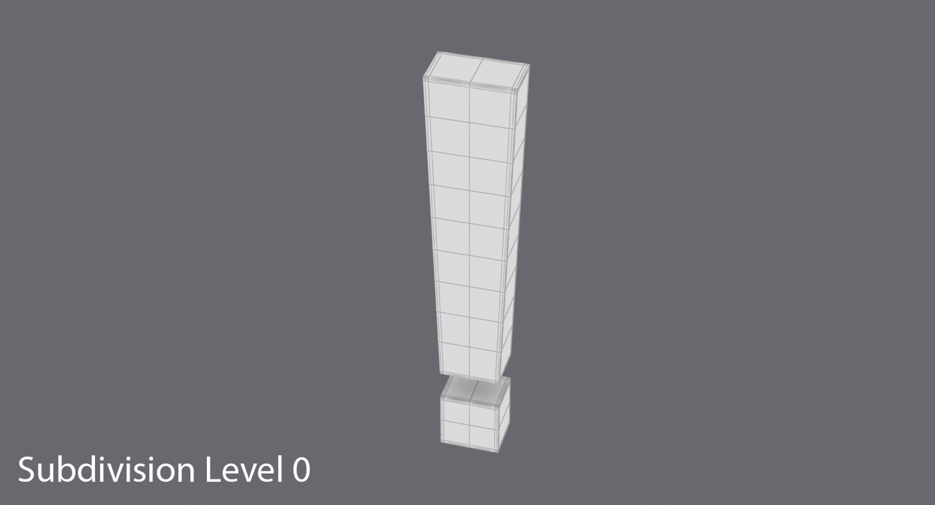exclamation mark boxy 3d model https://p.turbosquid.com/ts-thumb/59/u8DHVd/nwCvkDMf/exclamation_mark_boxy_wireframe_0002/jpg/1486416072/1920x1080/fit_q87/ebbfa947dbd361d37e9034745fbf44fed694bd01/exclamation_mark_boxy_wireframe_0002.jpg