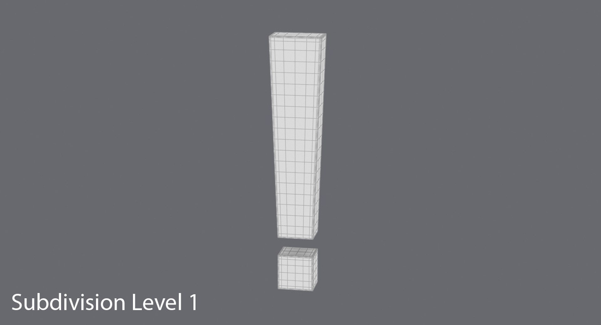 exclamation mark boxy 3d model https://p.turbosquid.com/ts-thumb/59/u8DHVd/rIuJpwSp/exclamation_mark_boxy_subdivisions_0000/jpg/1486416061/1920x1080/fit_q87/9bf0ce24a3b3701801a03f1488841bc44747af76/exclamation_mark_boxy_subdivisions_0000.jpg