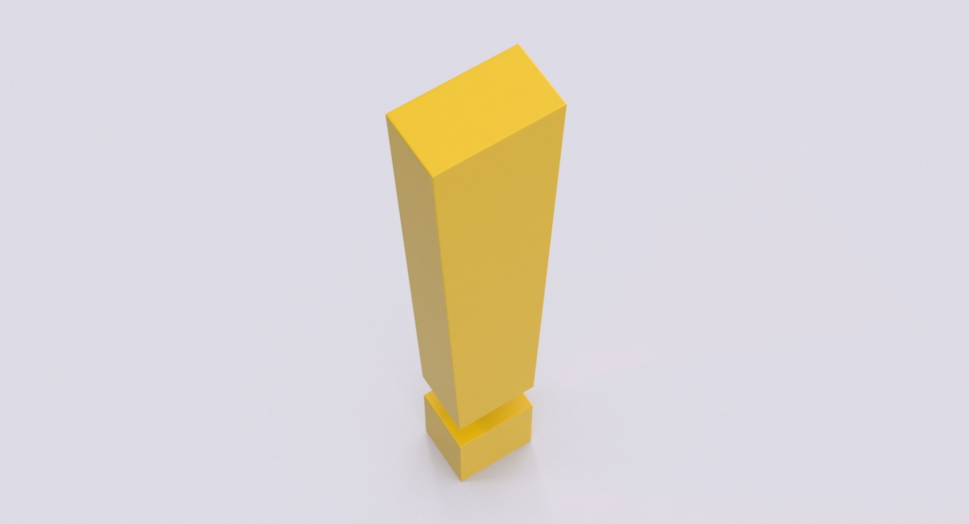 exclamation mark boxy 3d model https://p.turbosquid.com/ts-thumb/59/u8DHVd/x2qtmwXZ/exclamation_mark_boxy_productshot_0004/jpg/1486416000/1920x1080/fit_q87/e88146ffd1a274941001109ee37ecf58ea95c63a/exclamation_mark_boxy_productshot_0004.jpg