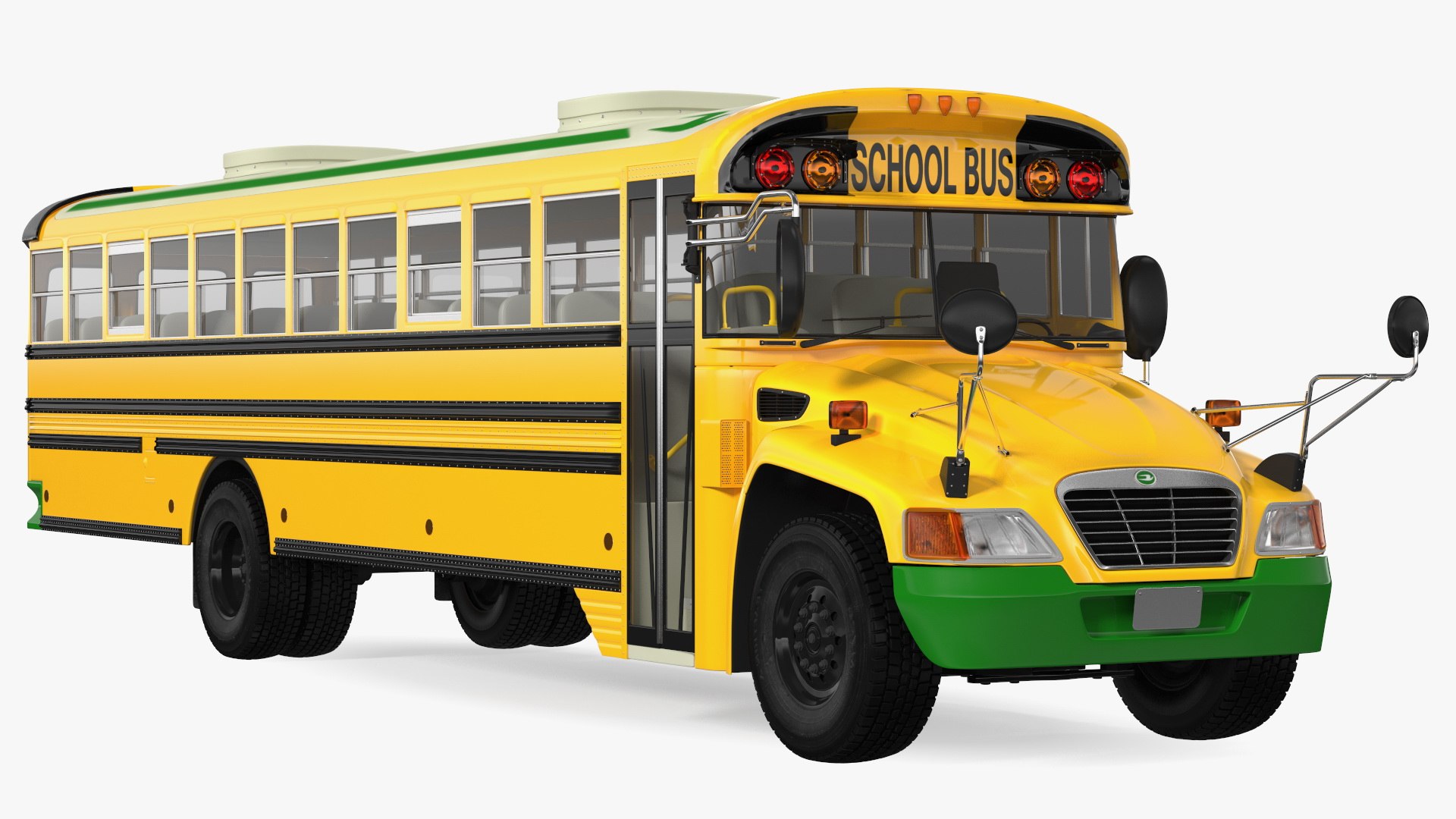 Electric Blue Bird Vision School Bus Rigged 3D model preview