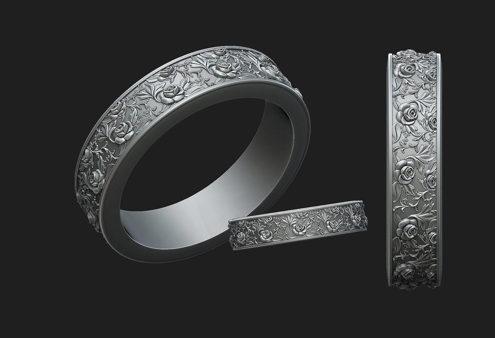 Ring With Roses Model - TurboSquid 2144214