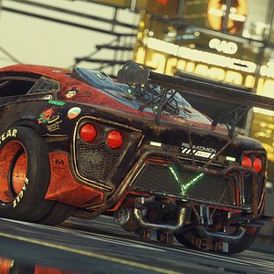 C4d Octane Cyberpunk Drift Car scene