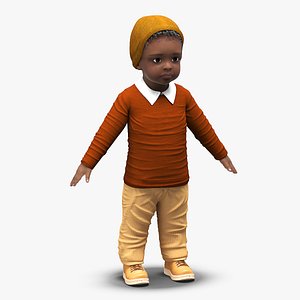 Baby Boy Dark Skinned Outdoor Autumn Style A-Pose