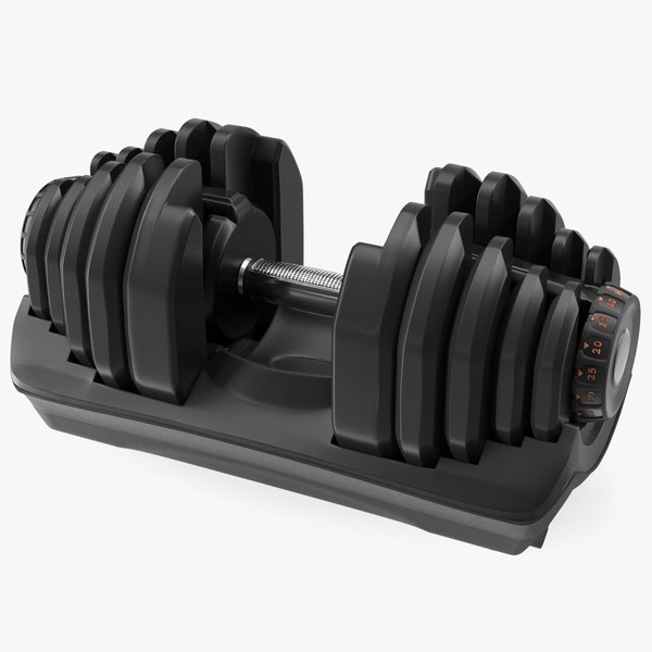 Dial Weight Adjusting Dumbbell with Holder 3D - TurboSquid 1838085