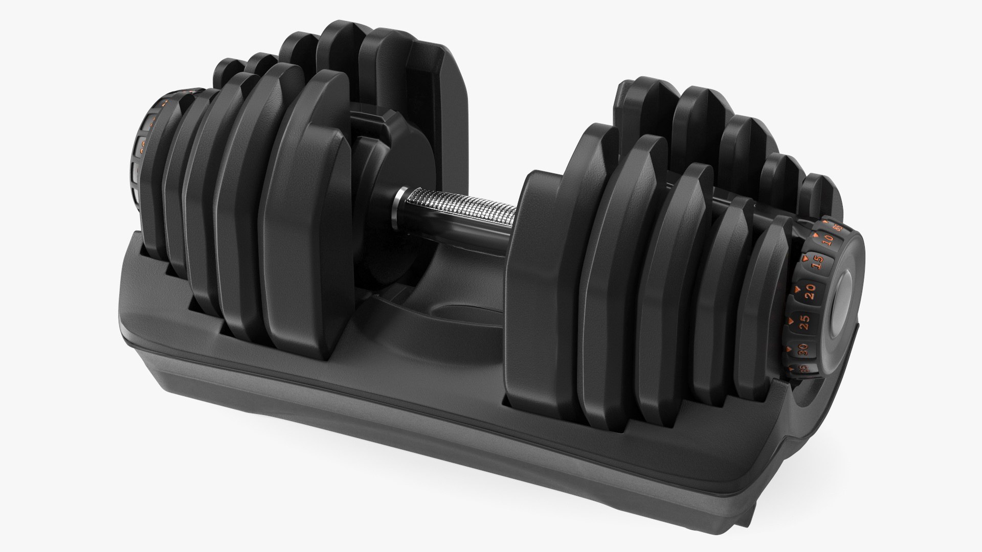 Dial Weight Adjusting Dumbbell with Holder 3D model preview
