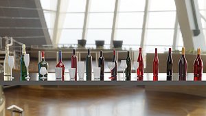 3D alcohol bottle glass