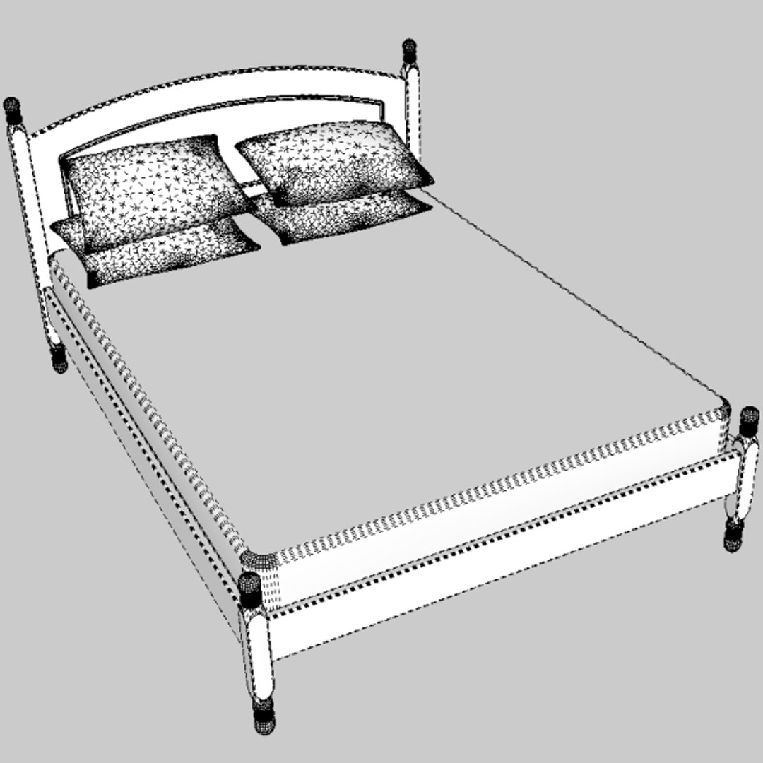 pine bedroom furniture bed 3d 3ds