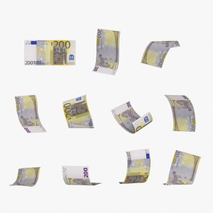 Euro 200 Falling Notes 3D model