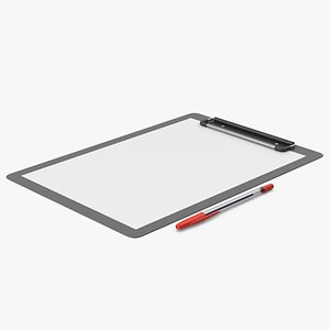 Clipboard With Red Pen 3D model