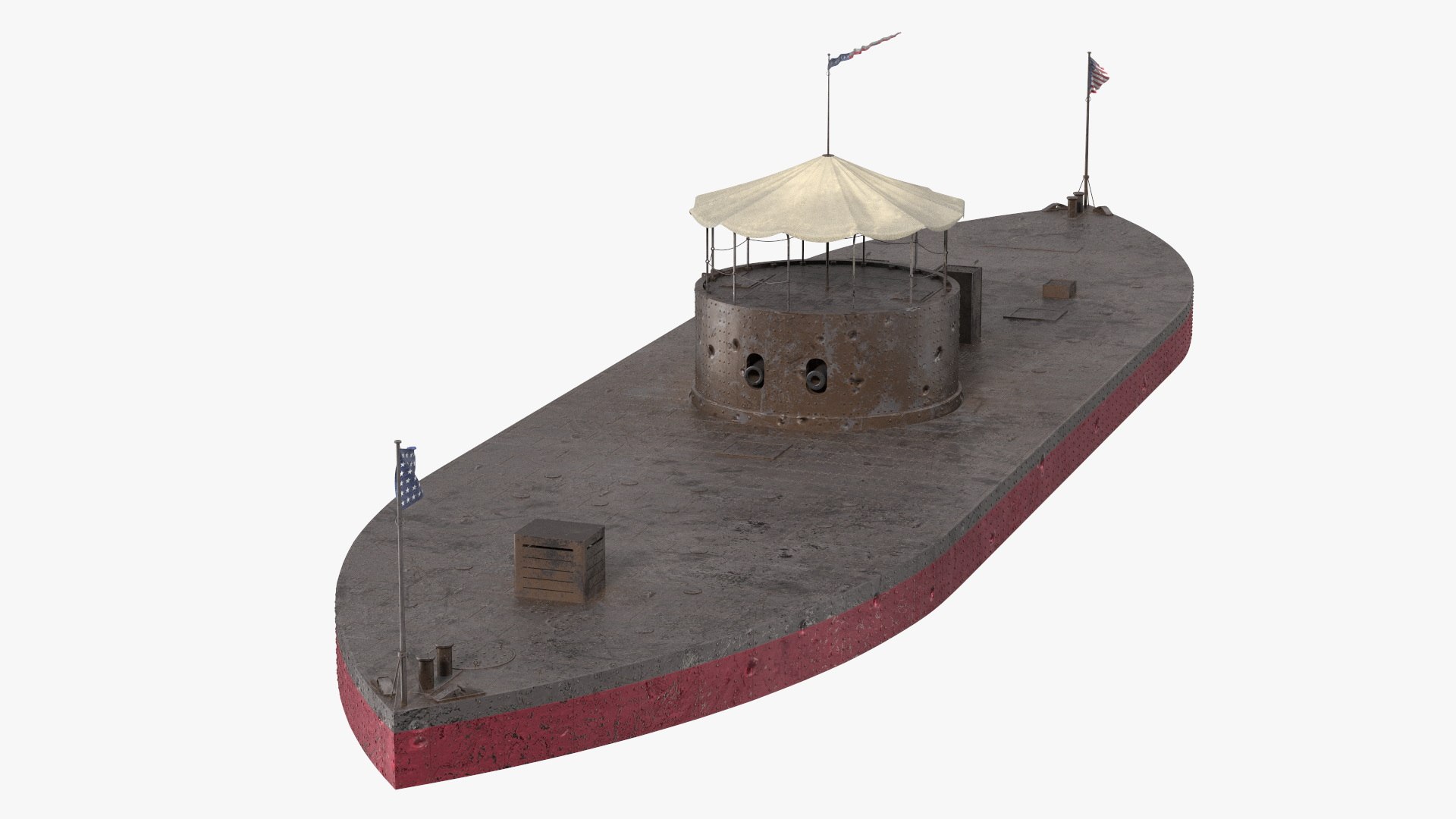 US Ironclad Warship Monitor with Tower Old 3D model preview