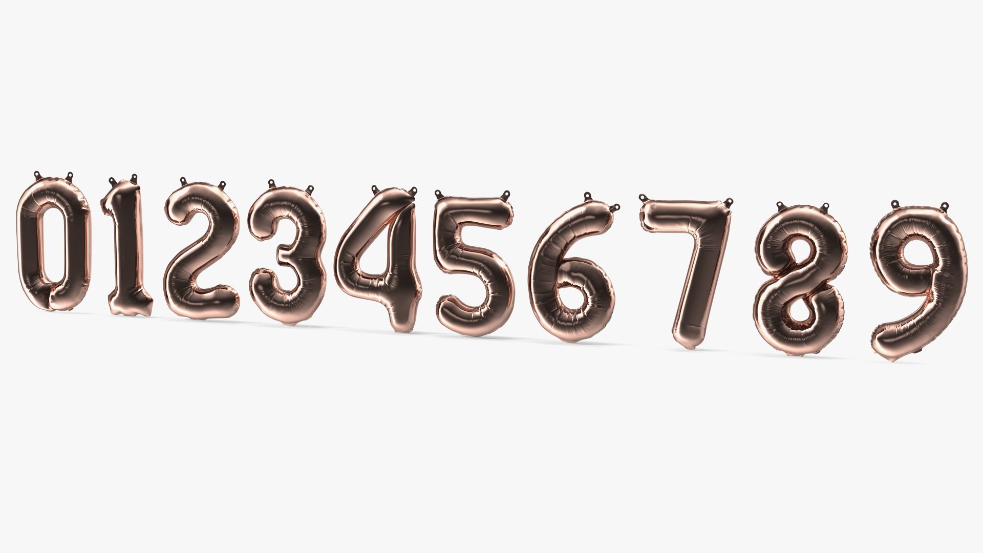 Balloon Numbers Set Rose Gold 3D model preview