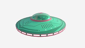 Alien Spaceship UFO B12 Cartoon - Sci Fi Spacecraft Design 3D model