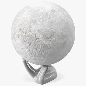 Lunar Globe Lamp on Stand White Light On