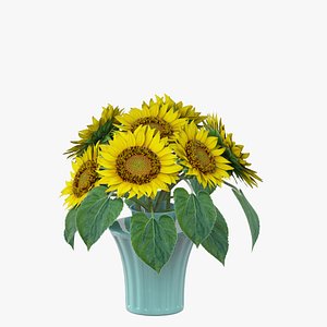3D model Sunflowers in a vase