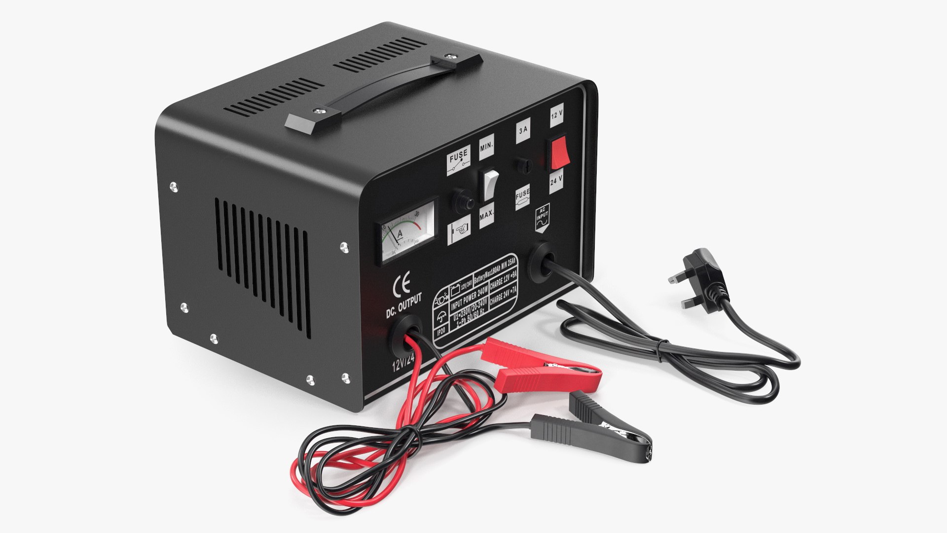 Portable Car Battery Charge Black 3D model preview