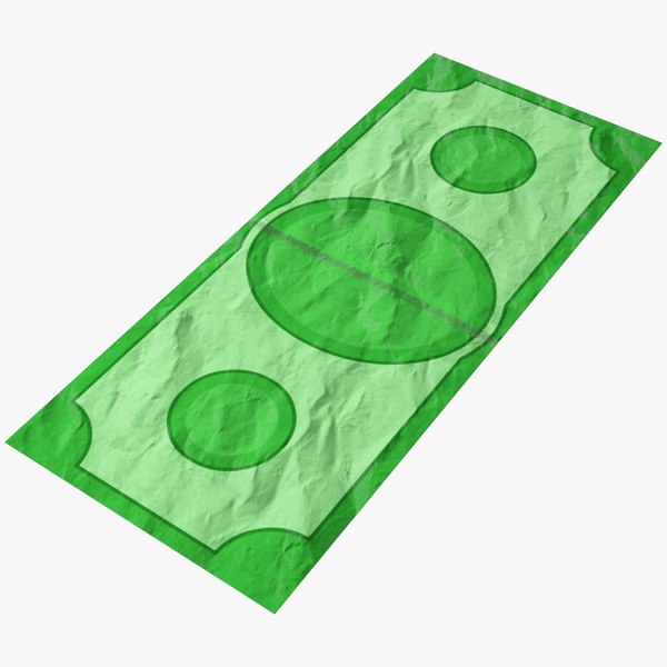 3D Cartoon Money Bill Crumpled V1 model