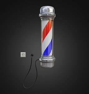 Vintage barber pole and power outlet 3D
