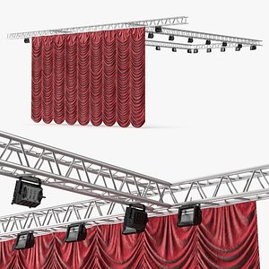Stage Truss Lighting Rig with Austrian Curtain model