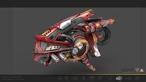 red anime manga drone 3d model