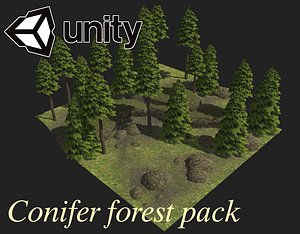 3D trees conifer forest landscape