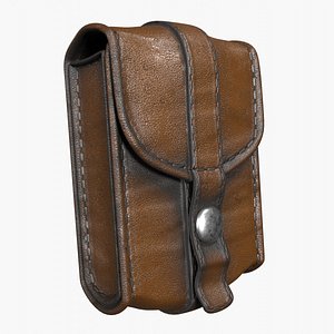 Leather Pouch with Three Stages of Wear 3D model