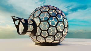Sci-Fi Glass dome with hexagon windows and entrance 3D