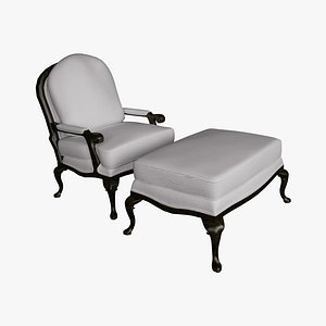 3D model chair ottoman style