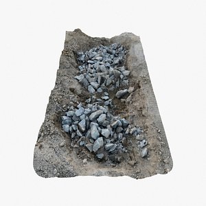 Gravel Rock Pit 01 - 3D photogrammetry model scan of wet gravel with planks of wood and a glove 3D model