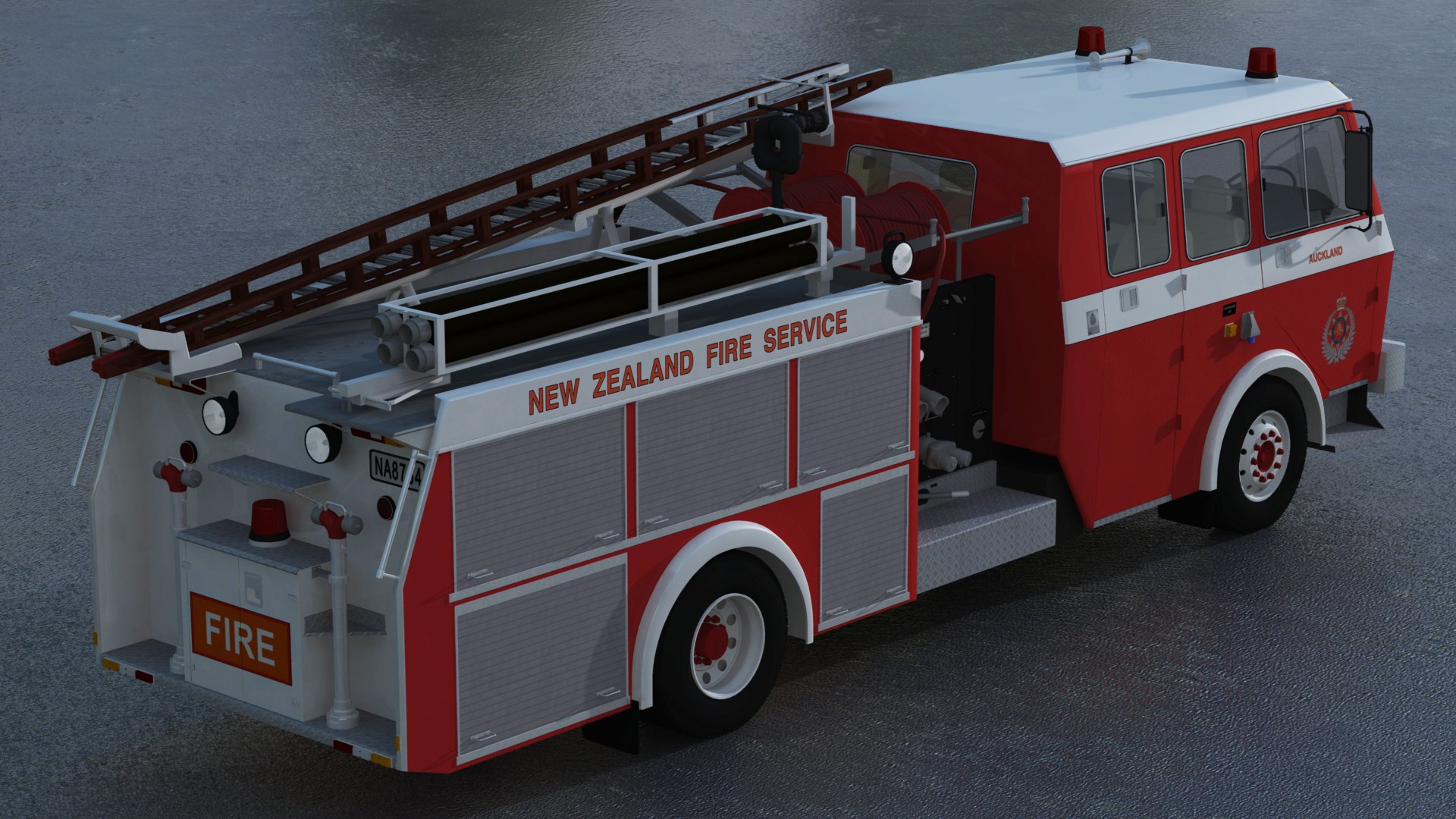 1987 Mitsubishi FP418JSRFB2 Fire Engine - New Zealand 3D Model ...