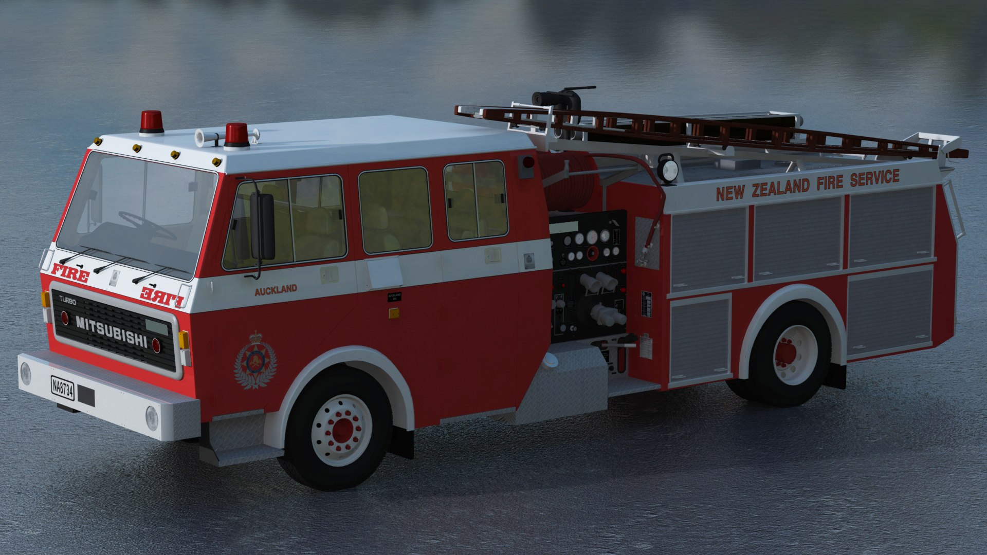 1987 Mitsubishi FP418JSRFB2 Fire Engine - New Zealand 3D