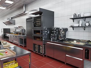 3D Commercial Kitchen Stainless Equipment Pack PBR Game Ready
