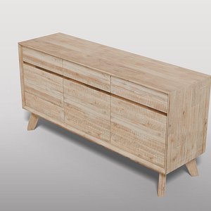 Mid-Century Wood Dresser 3D model