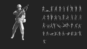 3D model WWII Soldier Set 03