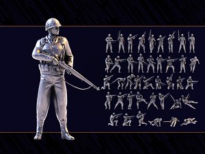 3D model WWII Soldier Set 03