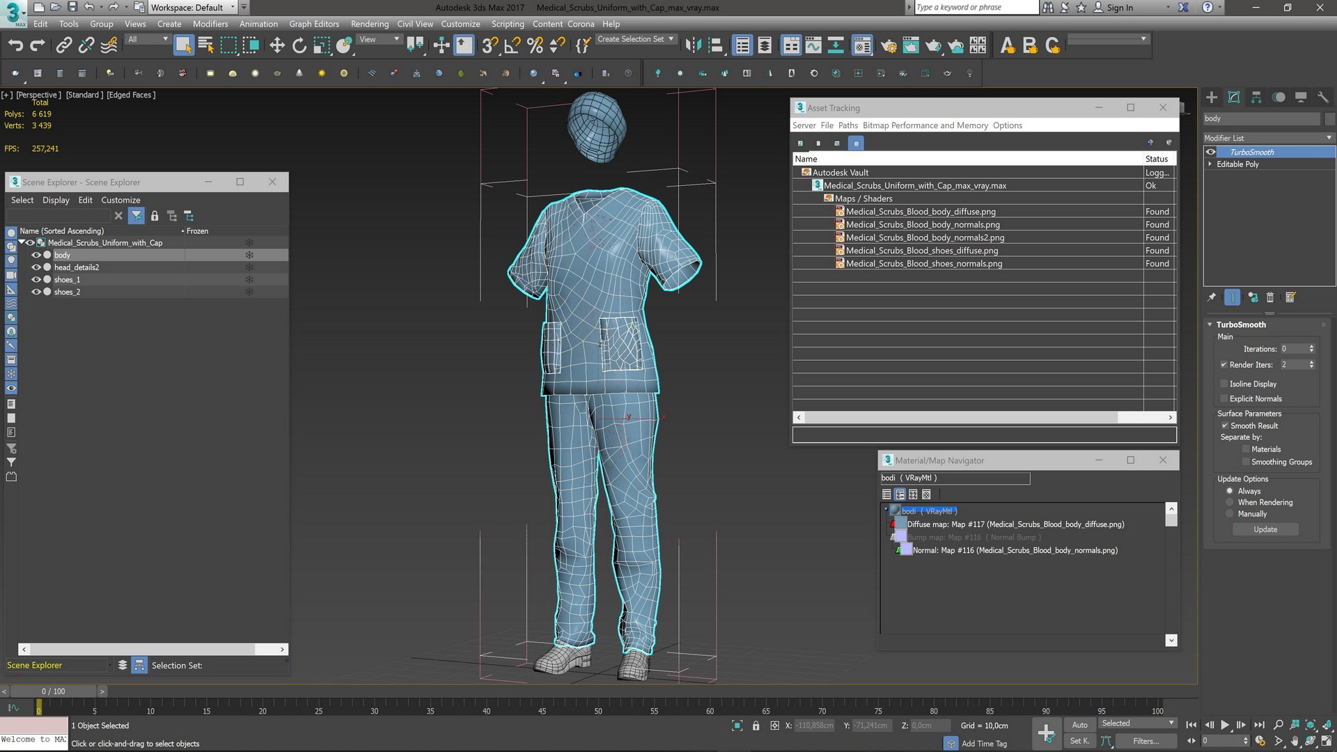 3D Medical Scrubs Uniform With Cap - TurboSquid 2197479