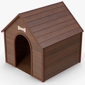3D Dark Wood Dog House