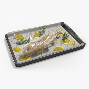Cod on Baking Sheet with Lemon and Rosemary