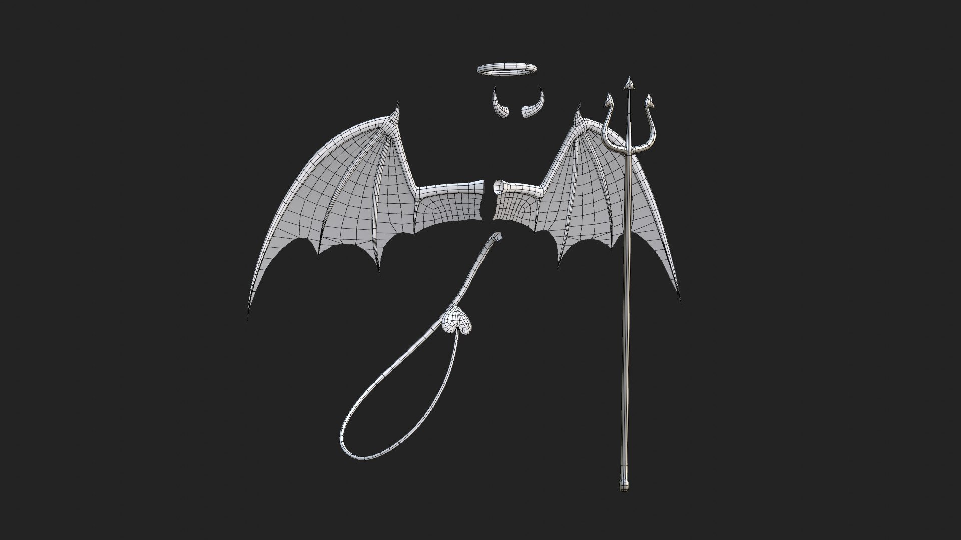 3D Devil Horns Trident Halo Evil Angel Wings - Low poly model https://p.turbosquid.com/ts-thumb/5B/qDzsku/K2/a01/jpg/1667878531/1920x1080/fit_q87/e672712cdd3d16e1ef018c3c4c7864d9d354d052/a01.jpg