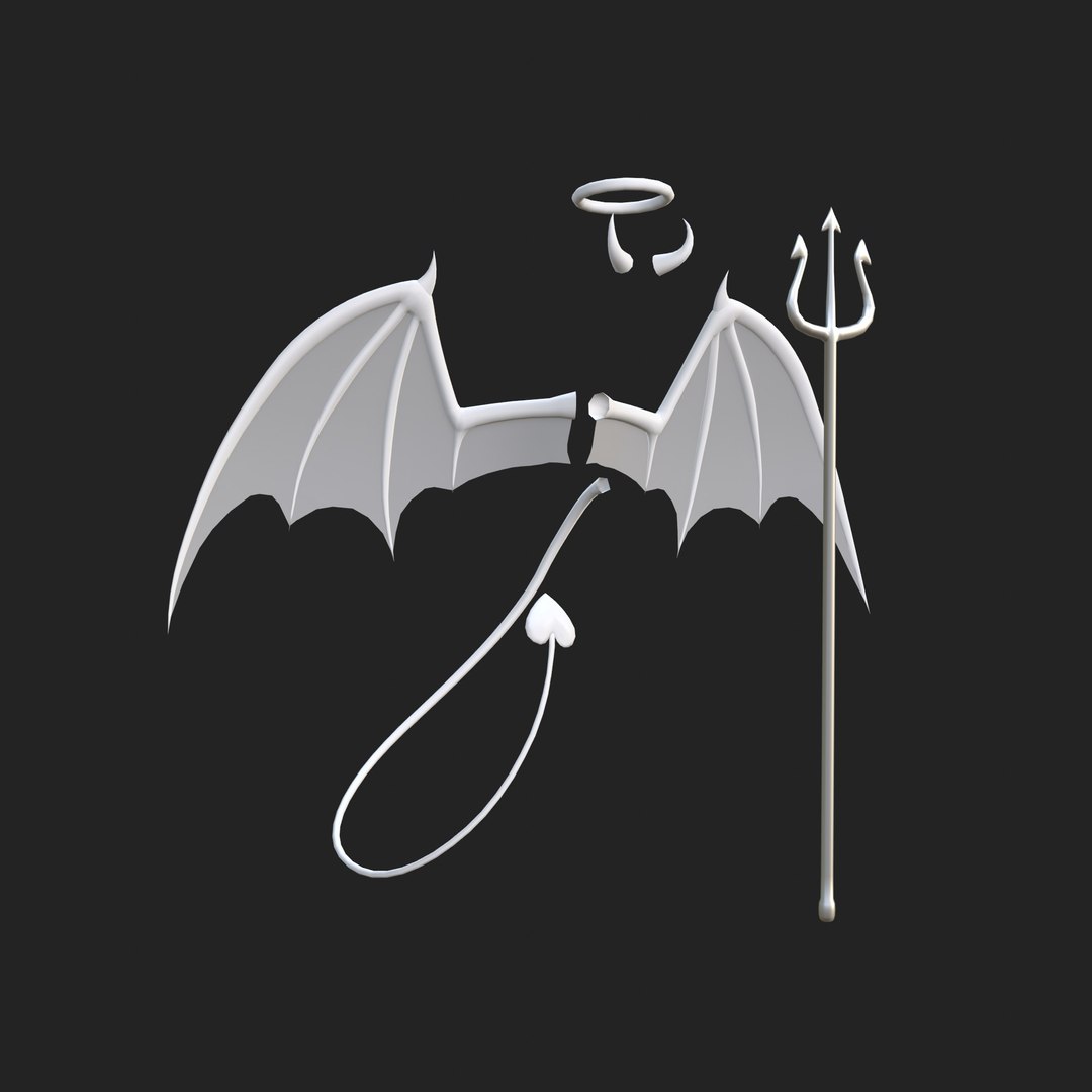 3D Devil Horns Trident Halo Evil Angel Wings Low Poly Model TurboSquid 1984380