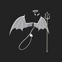 Devil Horns Trident Halo Evil Angel Wings - Low poly