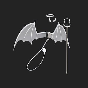 Devil Horns Trident Halo Evil Angel Wings - Low poly