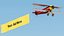 Biplane With Advertising Banner 01 3D model