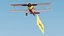 Biplane With Advertising Banner 01 3D model