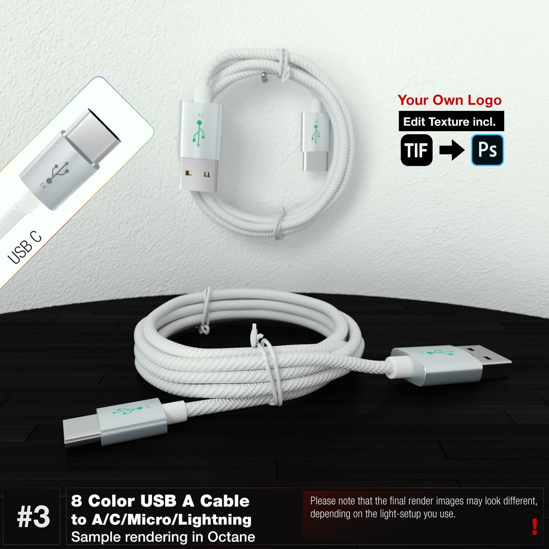 Cable micro lightning 8 model - TurboSquid 1612181
