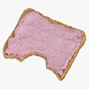 3D Toast with Caviar 03 Bitten model