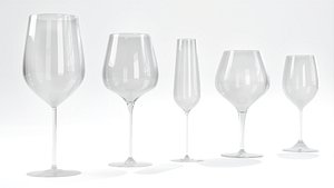 5 Wine Glasses - Pack 3D Model 3D