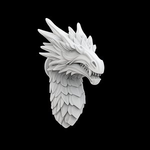 Dragon Head Wall Mount 3D Print Model
